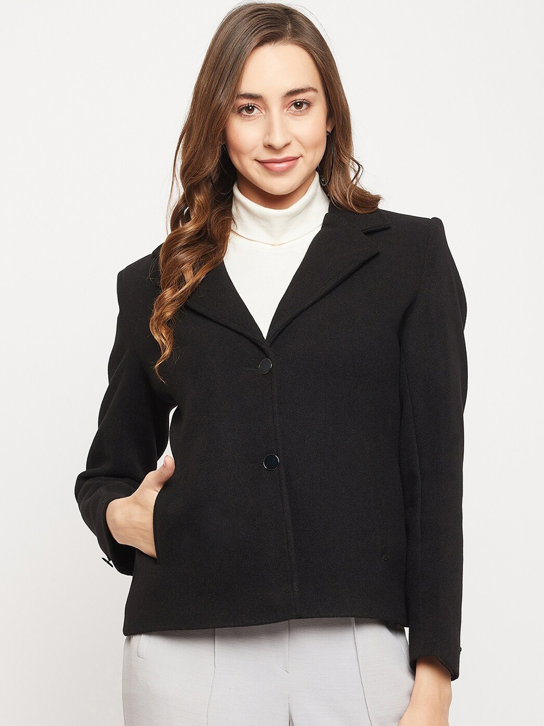 

Okane Women Black Single Breasted Blazer