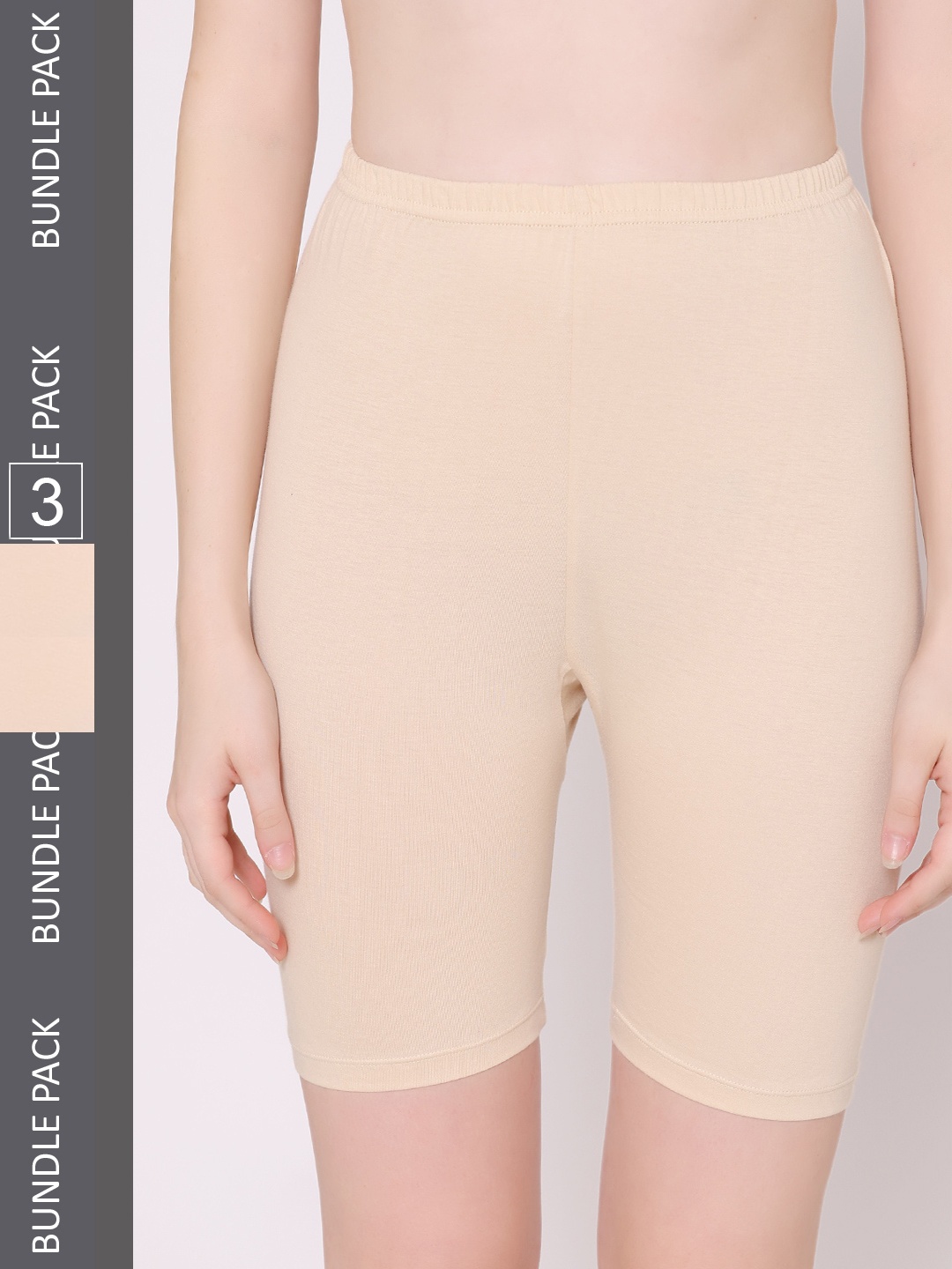 

Bodycare Women Cream-Coloured Skinny Fit High-Rise Cycling Sports Shorts