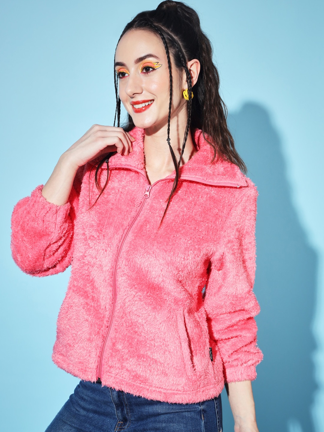 

The Dry State Women Pink Cardigan with Fuzzy Detail