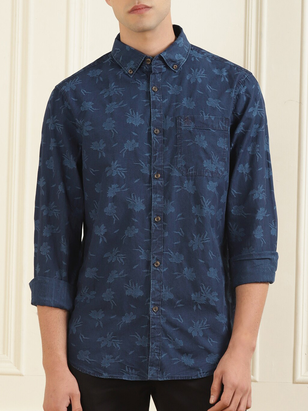 

Original Penguin Men Blue Comfort Floral Printed Casual Shirt