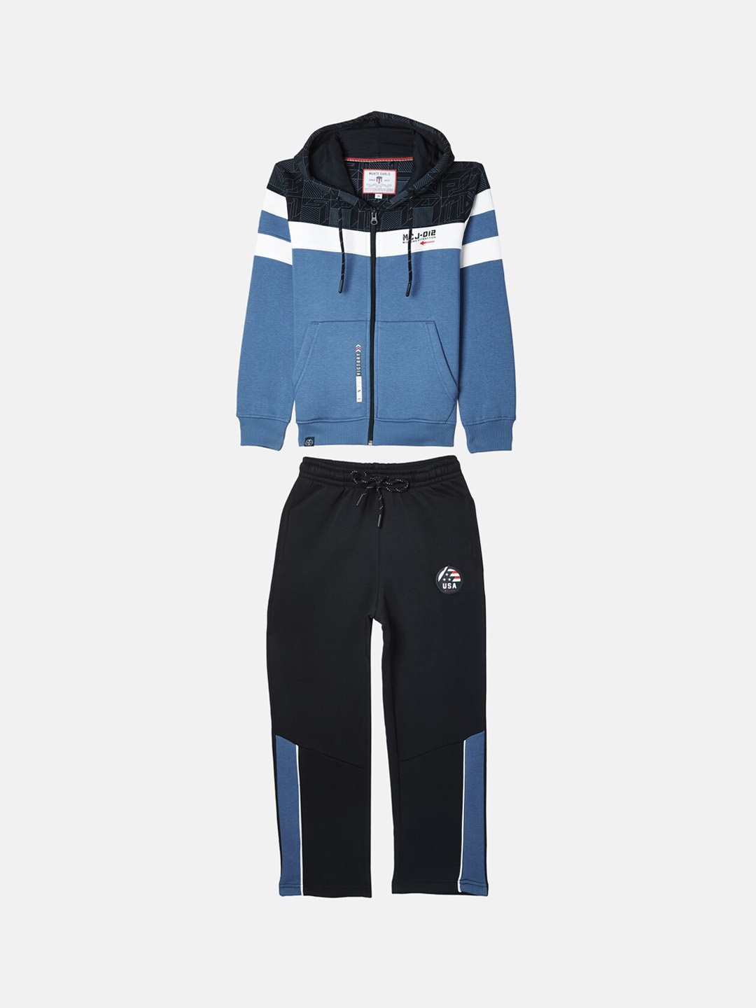 

Monte Carlo Boys Navy Blue & Blue Colourblocked Tracksuit