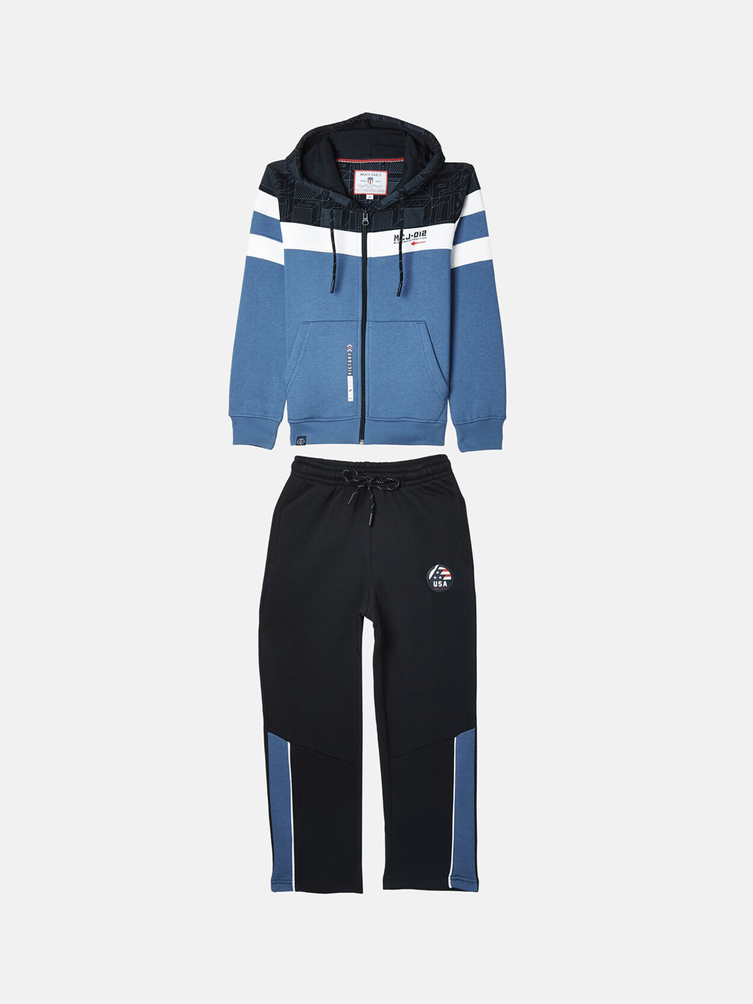 

Monte Carlo Boys Navy Blue Printed Cotton Tracksuits
