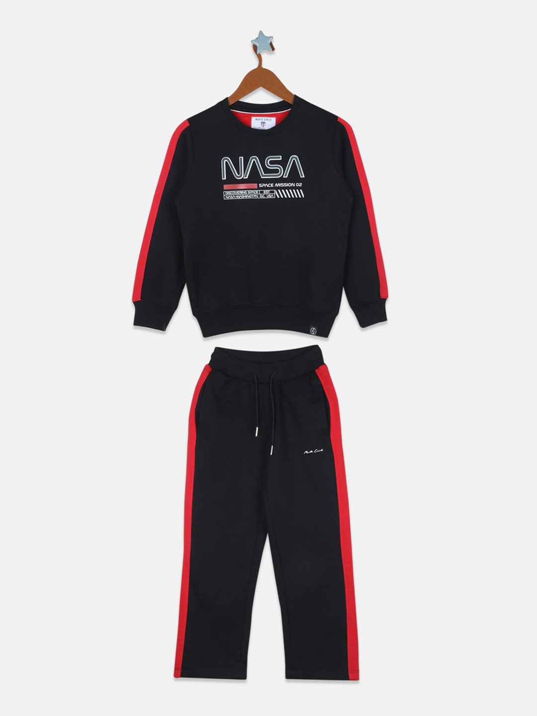 

Monte Carlo Boys Black Printed Cotton Tracksuits