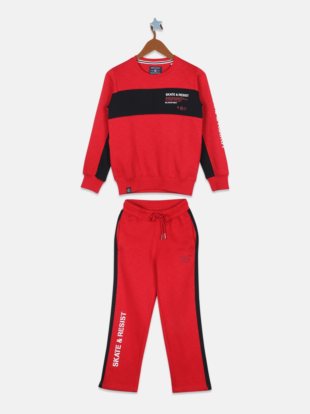 

Monte Carlo Boys Red Printed Cotton Tracksuits