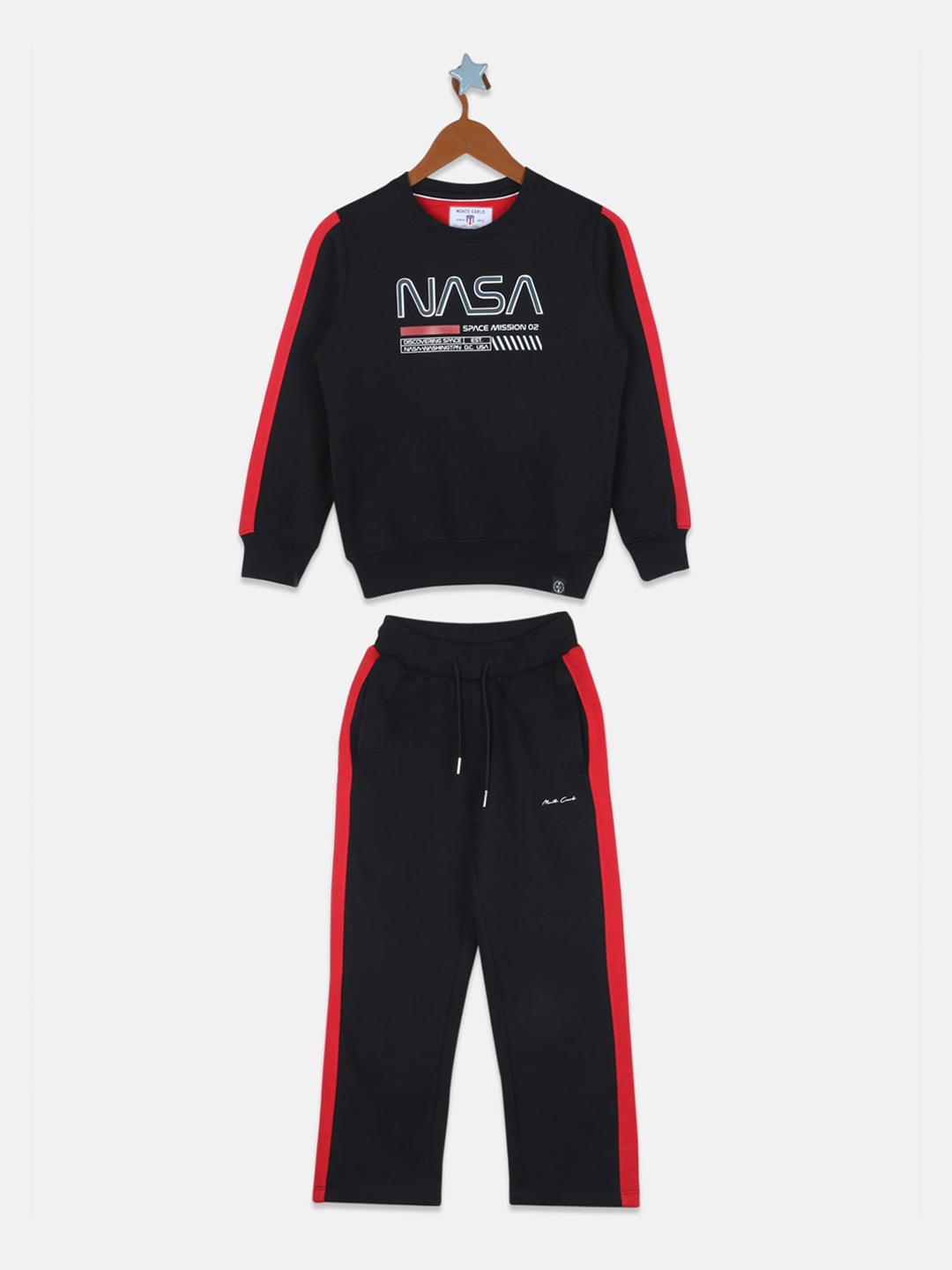 

Monte Carlo Boys Black Printed Cotton Tracksuits