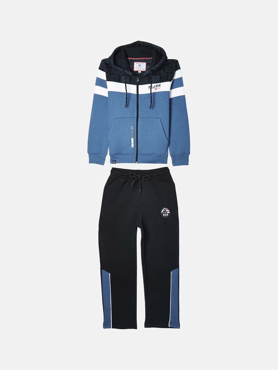 

Monte Carlo Boys Navy Blue Printed Cotton Tracksuits
