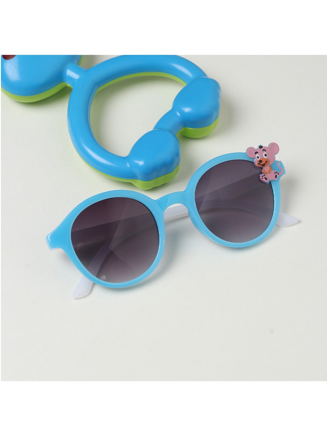 

FROGGY Unisex Kids Black Lens & Blue Round Sunglasses
