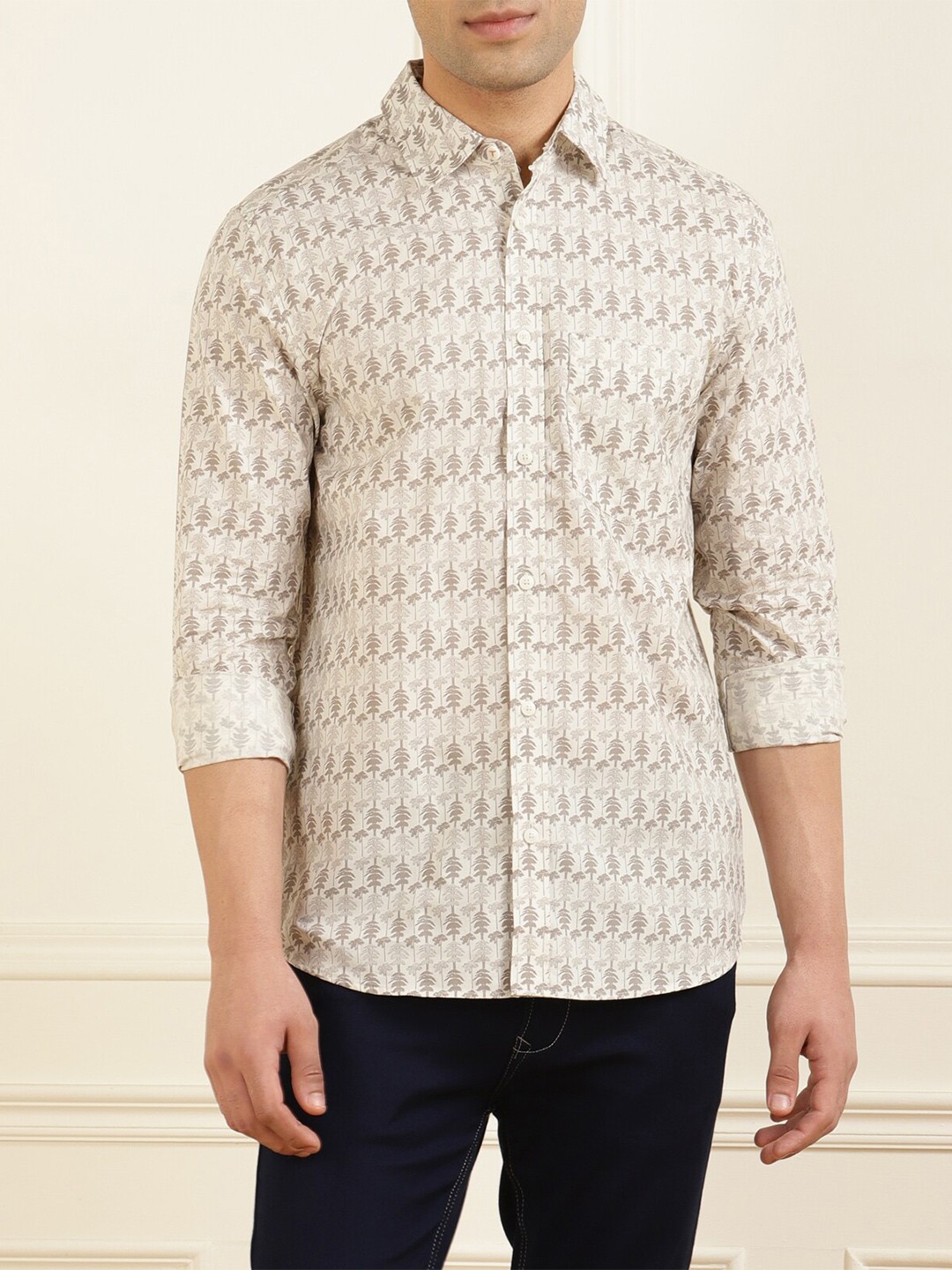 

Ted Baker Men Cream-Coloured Comfort Printed Casual Shirt
