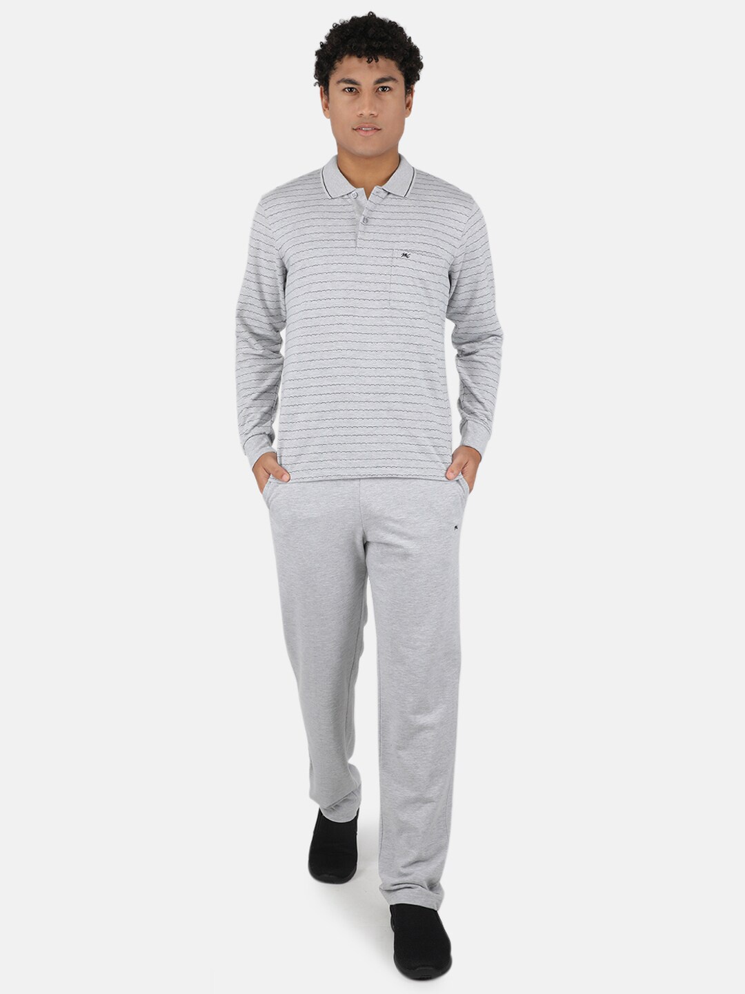

Monte Carlo Men Grey Striped Cotton Tracksuit