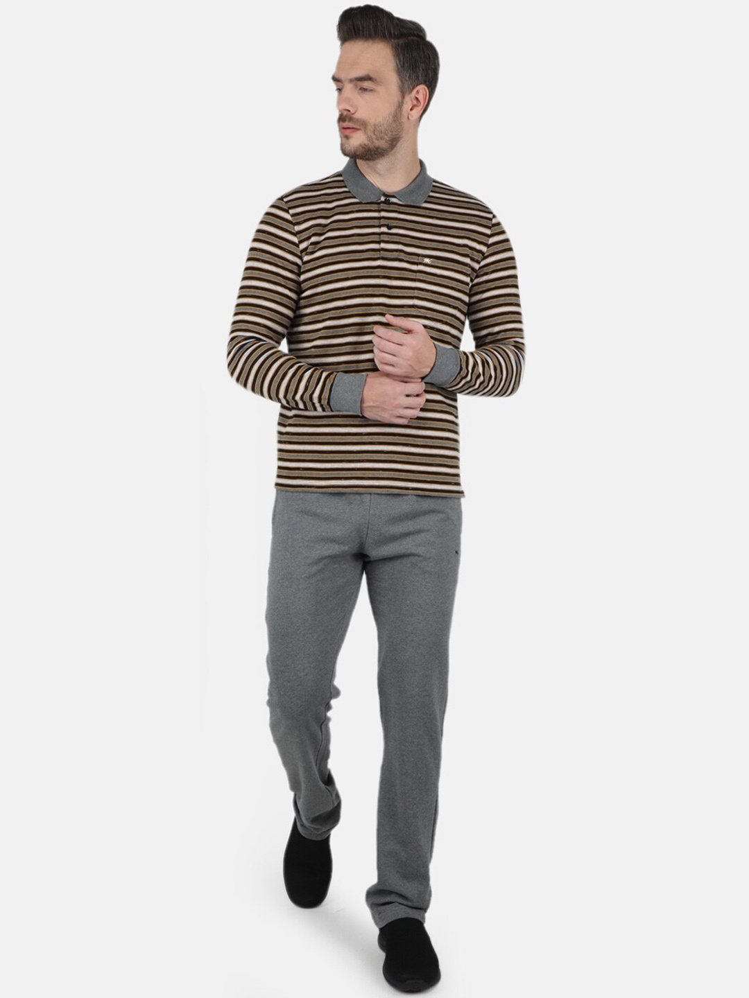 

Monte Carlo Men Yellow Striped Cotton Tracksuits