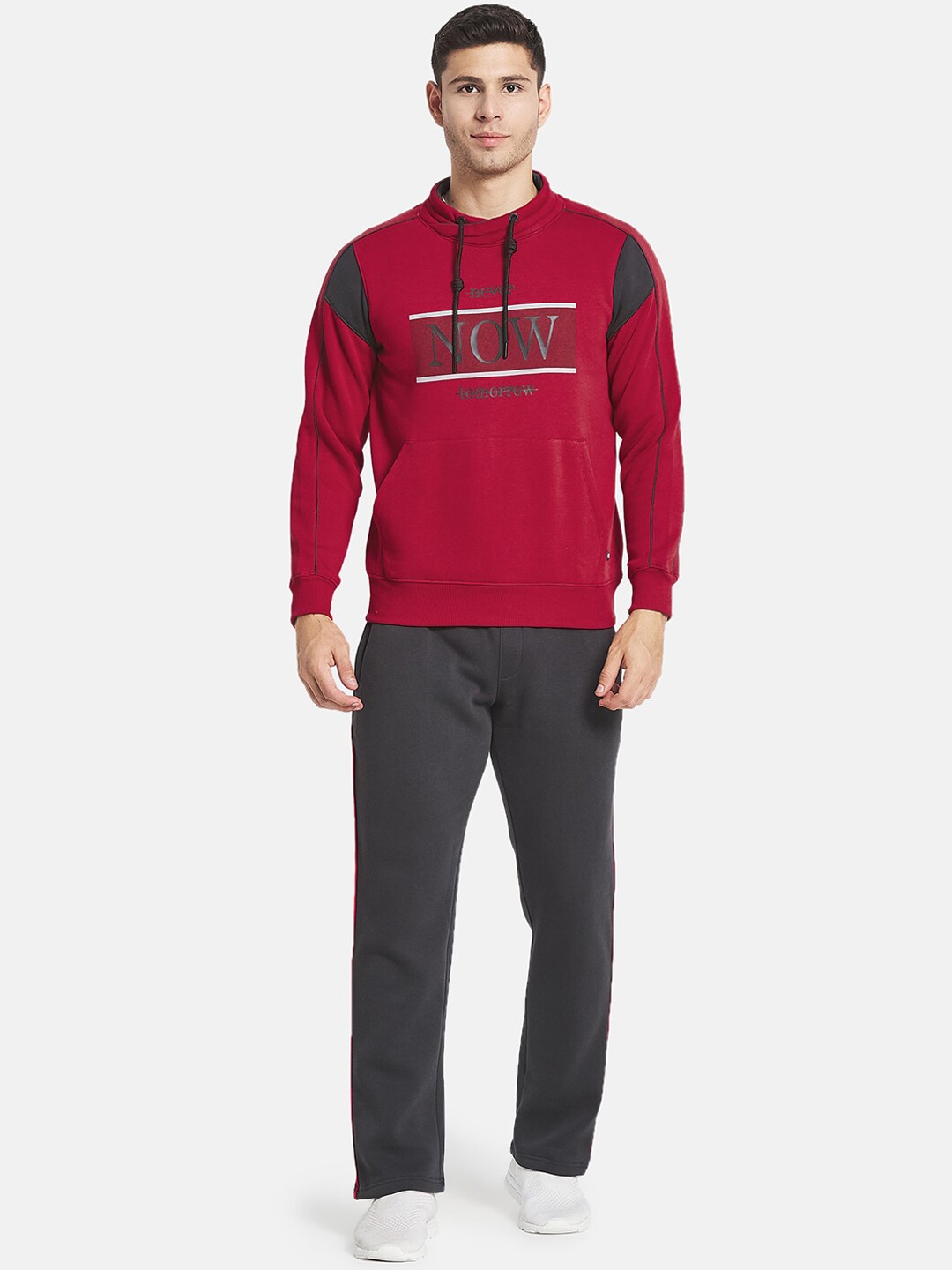

Monte Carlo Men Red & Grey Typography Printed Cotton Tracksuit