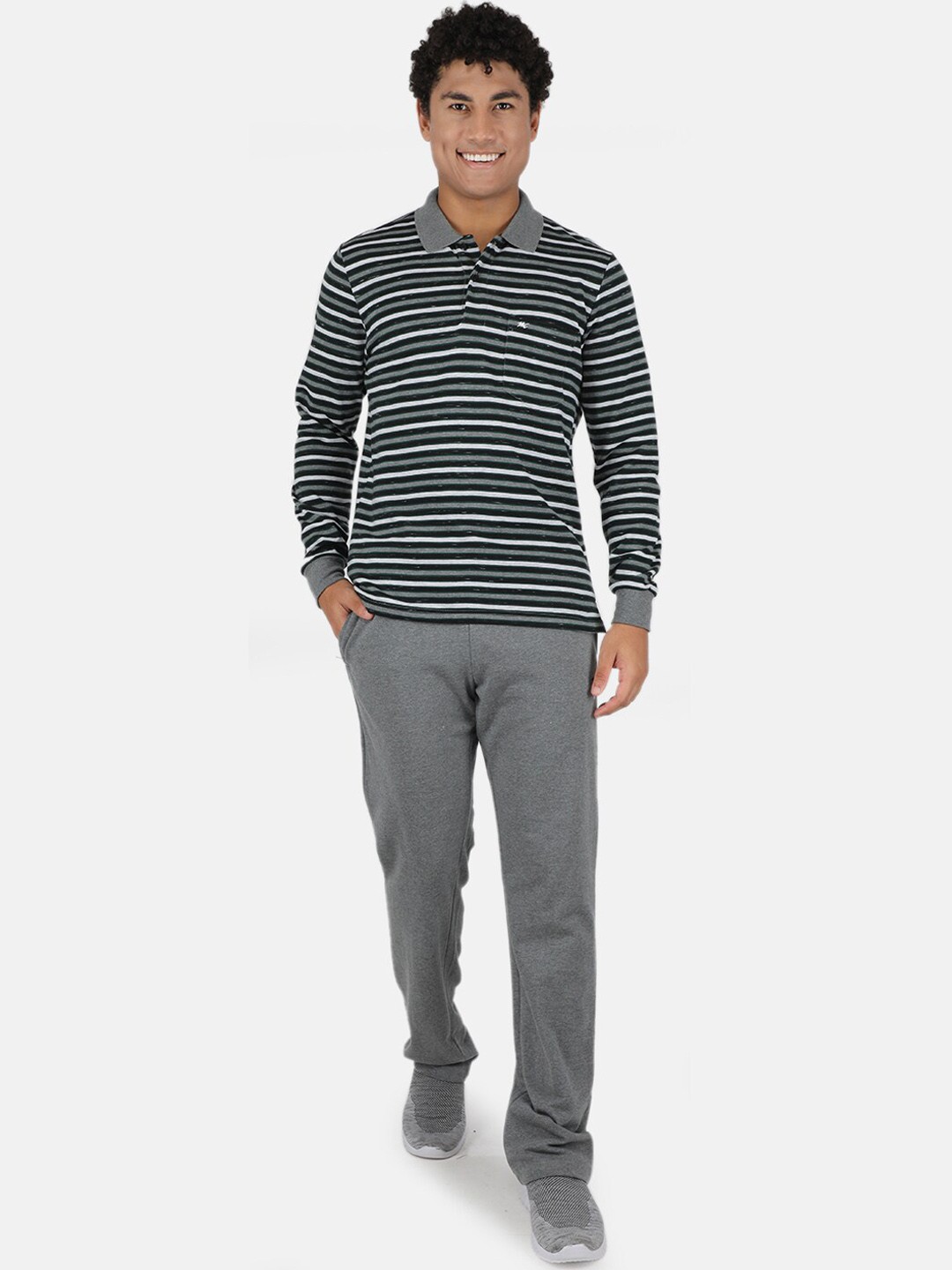

Monte Carlo Men Black & Grey Striped Tracksuit