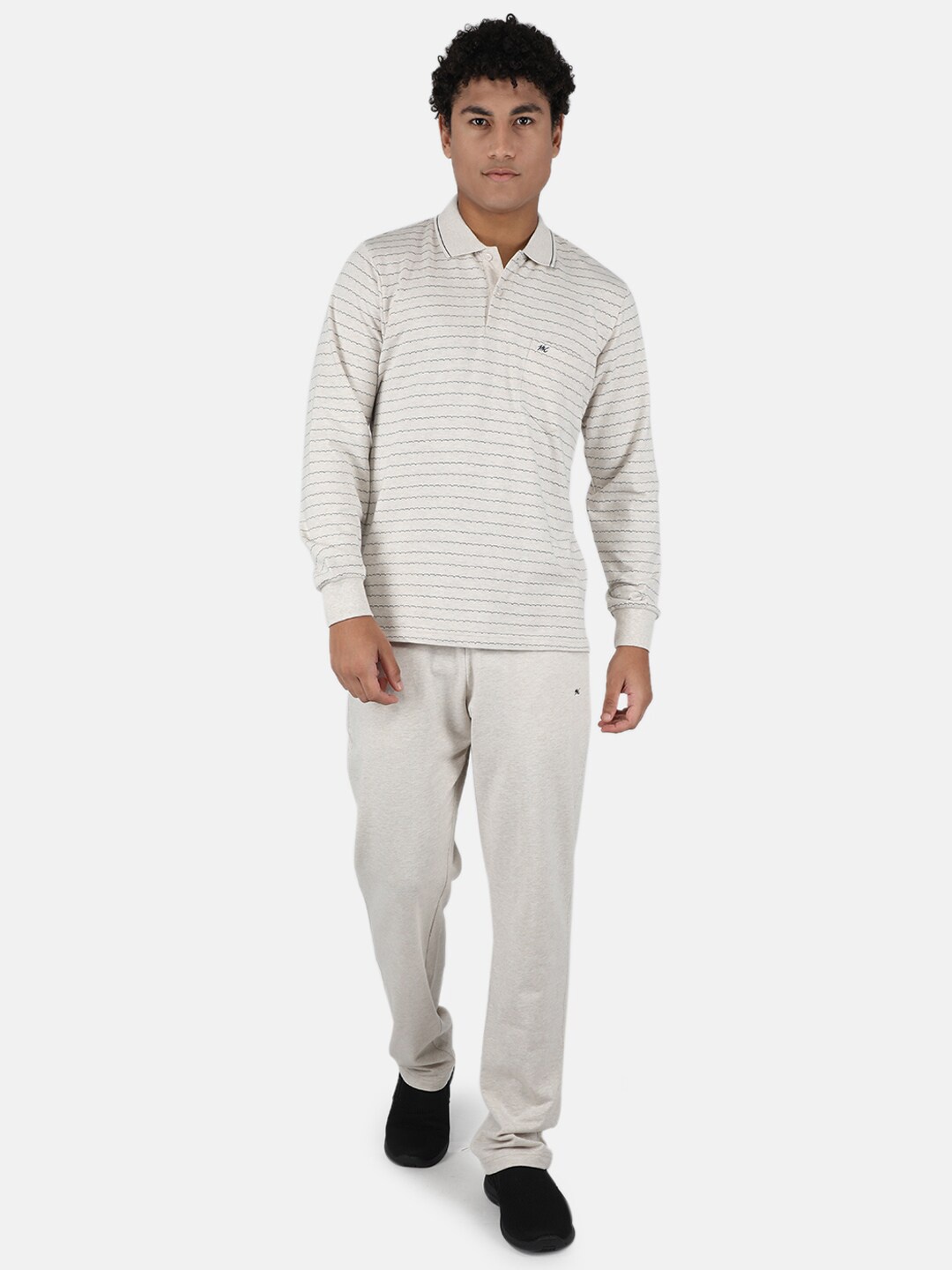 

Monte Carlo Men Beige Striped Mid-Rise Cotton Tracksuits