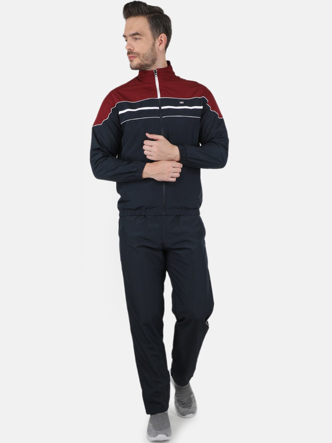 

Monte Carlo Men Navy Blue & Maroon Colourblocked Mid-Rise Tracksuits