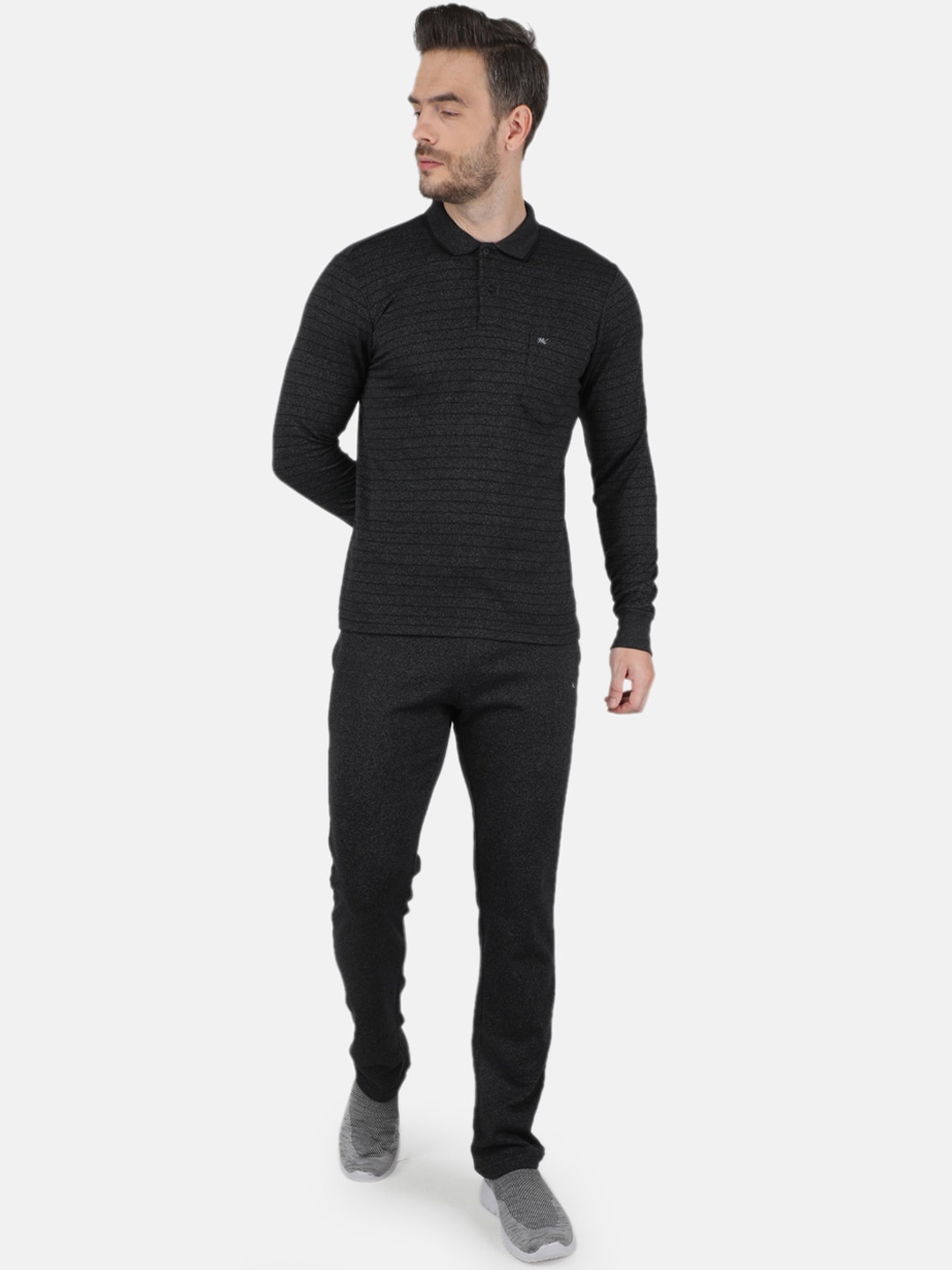 

Monte Carlo Men Black Striped Mid-Rise Tracksuits