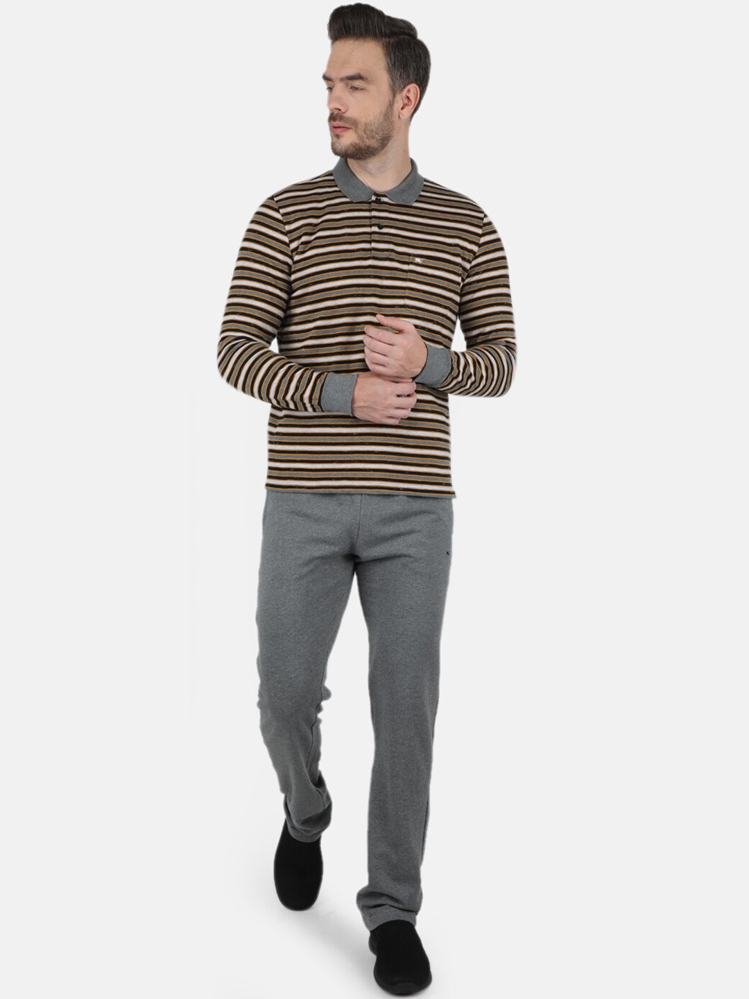 

Monte Carlo Men Yellow Striped Cotton Tracksuits