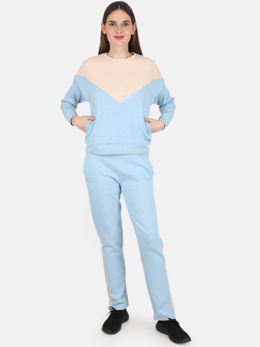 

Monte Carlo Women Beige & Blue Color Blocked Tracksuits