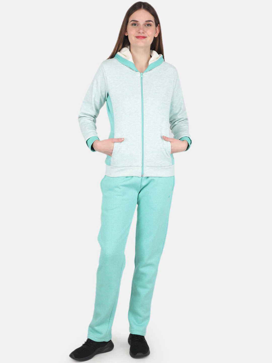 

Monte Carlo Women Green Colourblocked Hooded Tracksuit