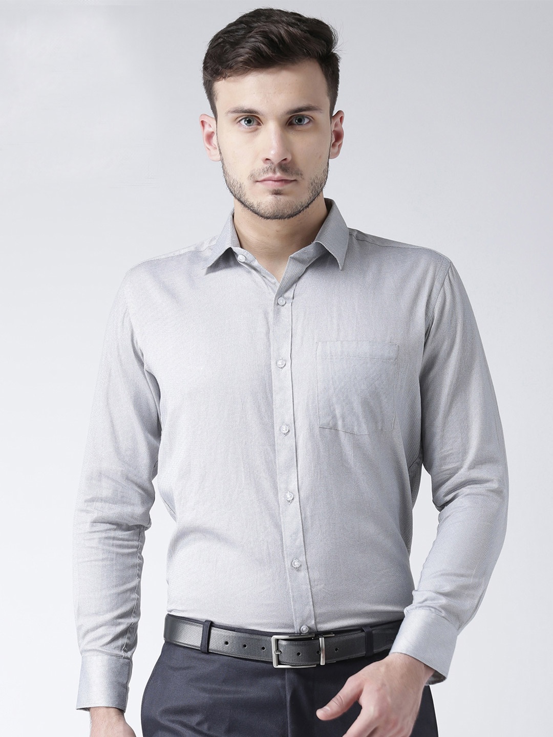 

Zeal Men Grey Comfort Cotton Formal Shirt