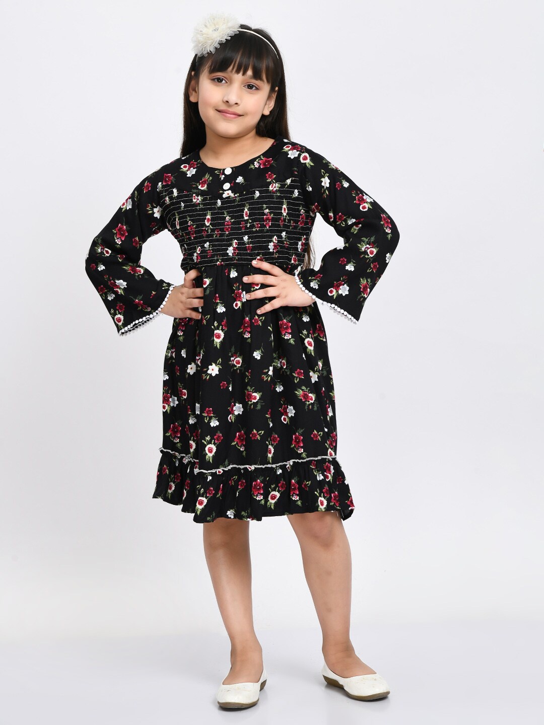 

Bella Moda Black & White Floral Cotton Dress