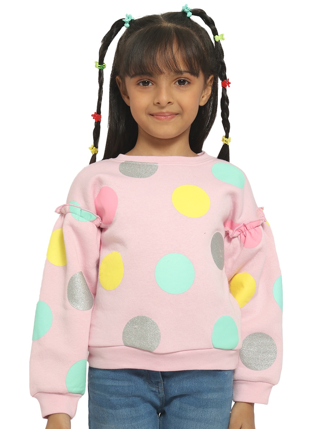 

Nauti Nati Girls Pink Printed Sweatshirt