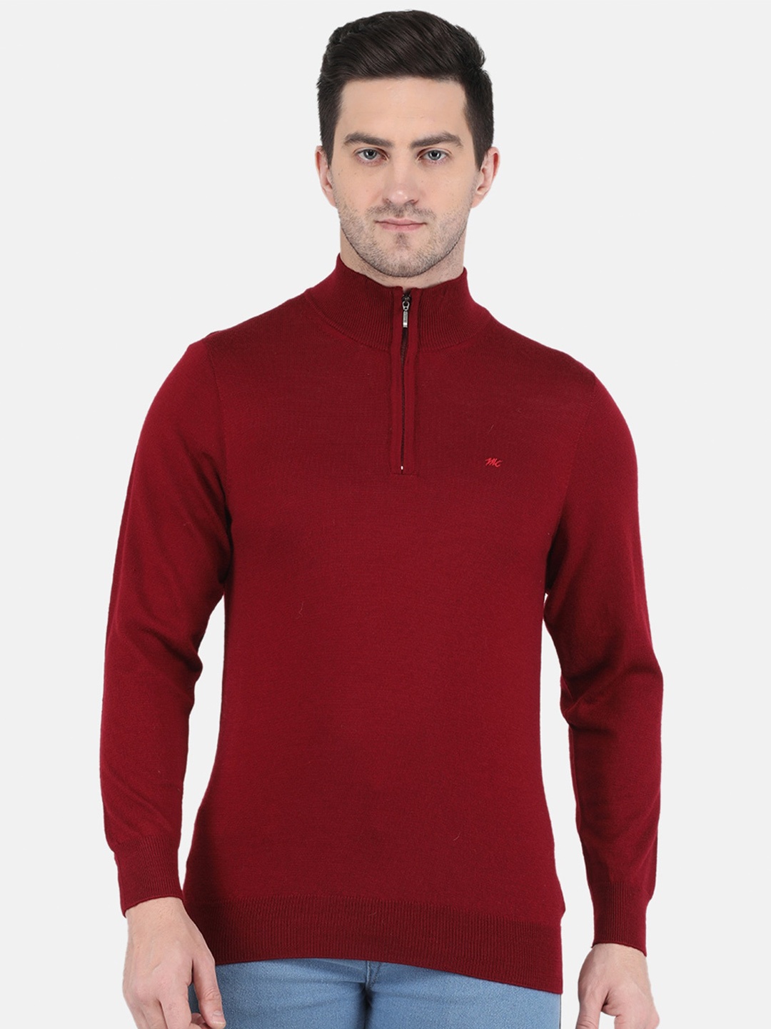

Monte Carlo Men Maroon Turtle Neck Pullover Wool Sweater