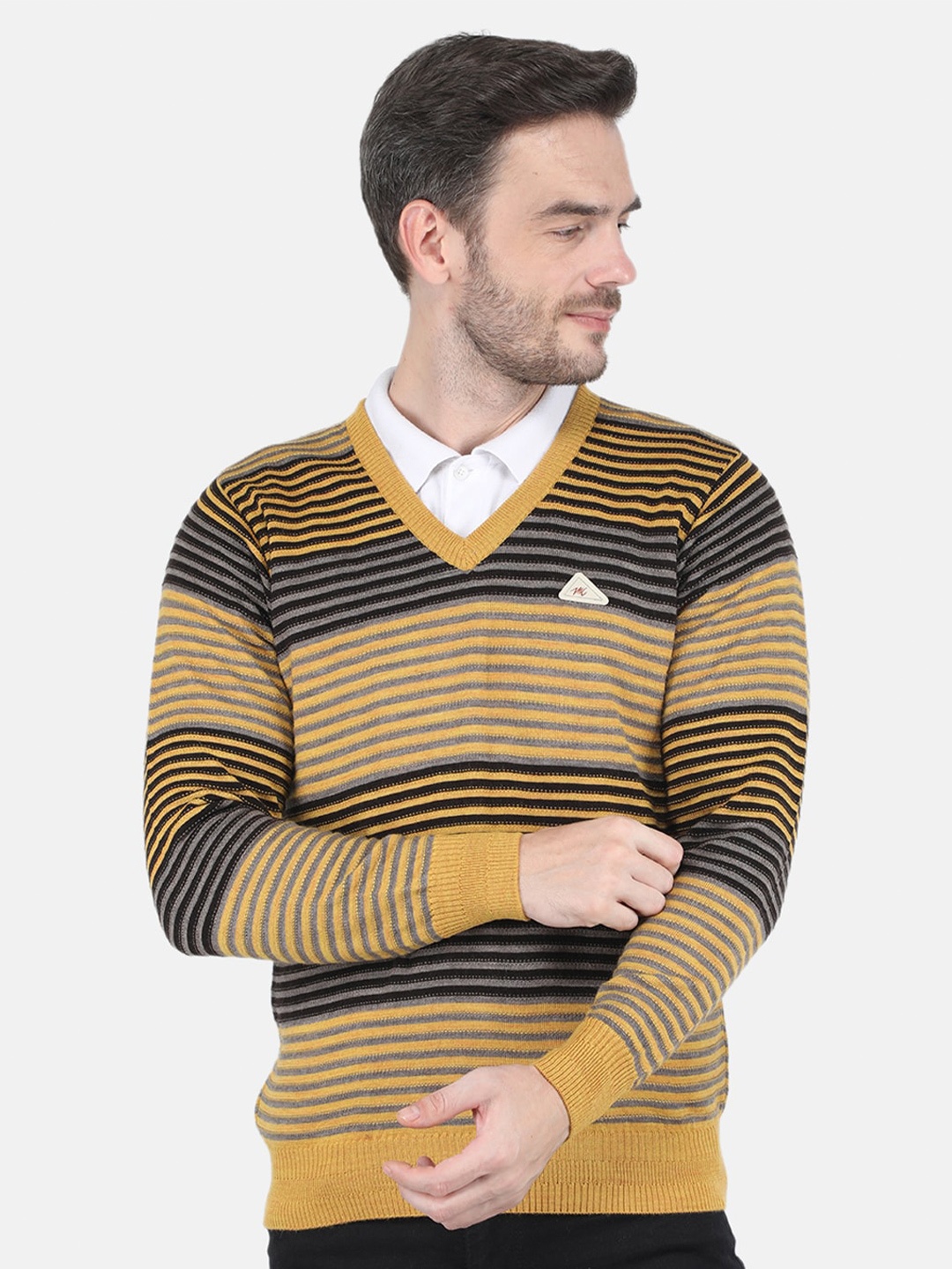 

Monte Carlo Men Yellow & Blue Striped Pullover Sweater
