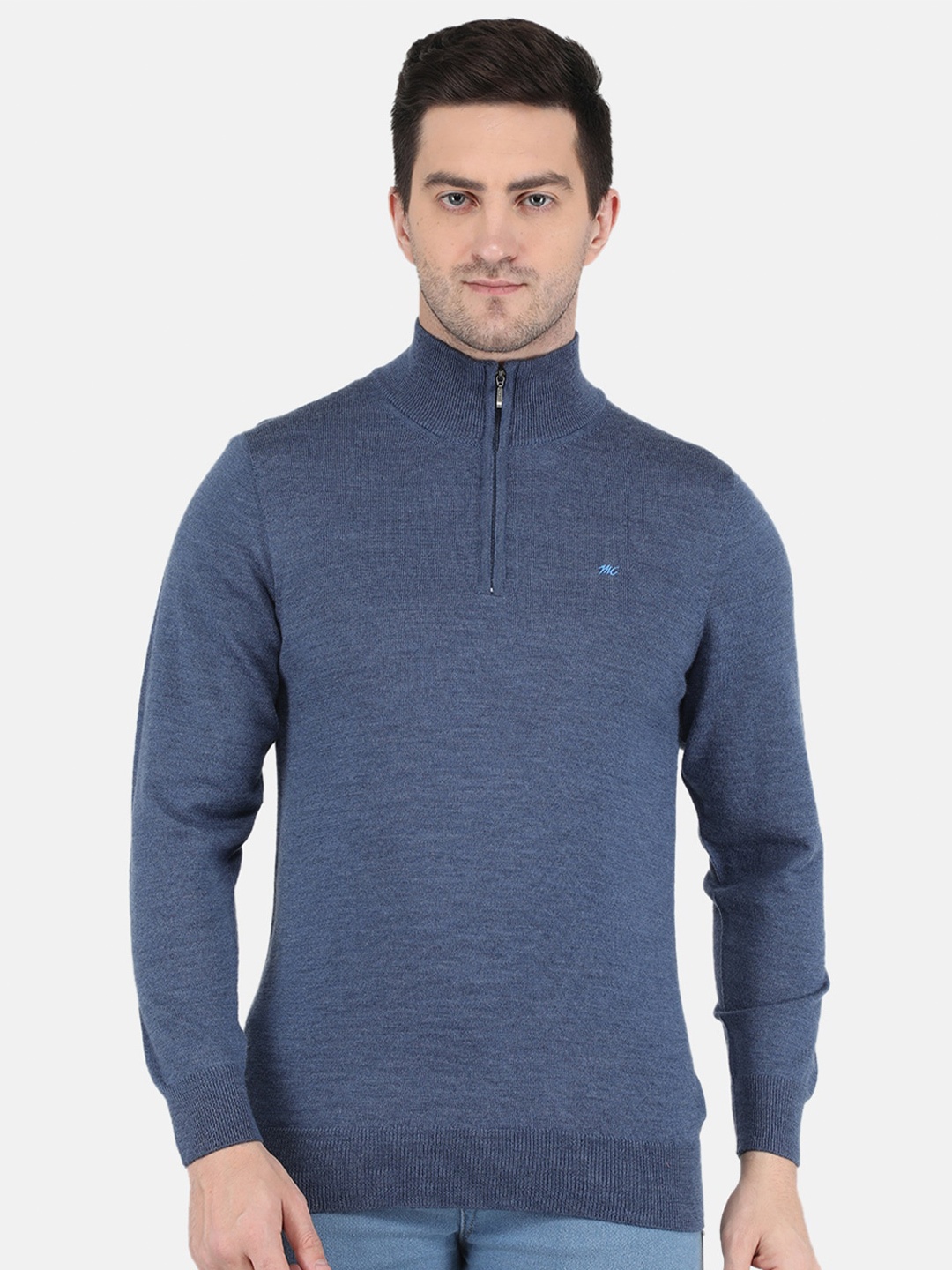 

Monte Carlo Men Blue Pure Wool Pullover