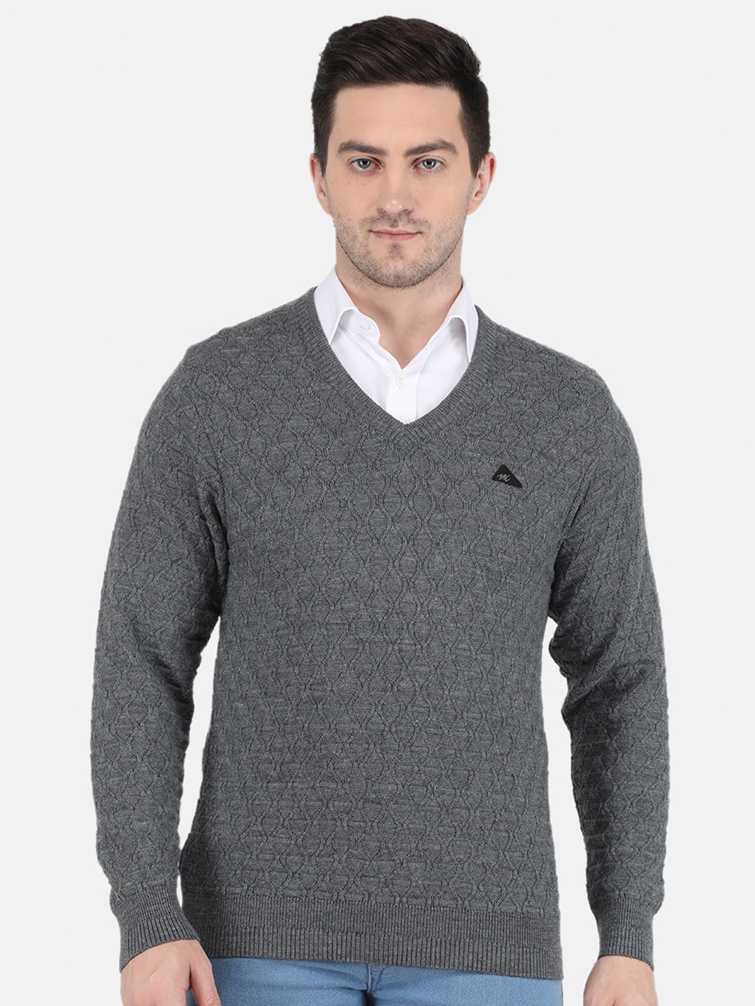 

Monte Carlo Men Grey Pure Wool Pullover