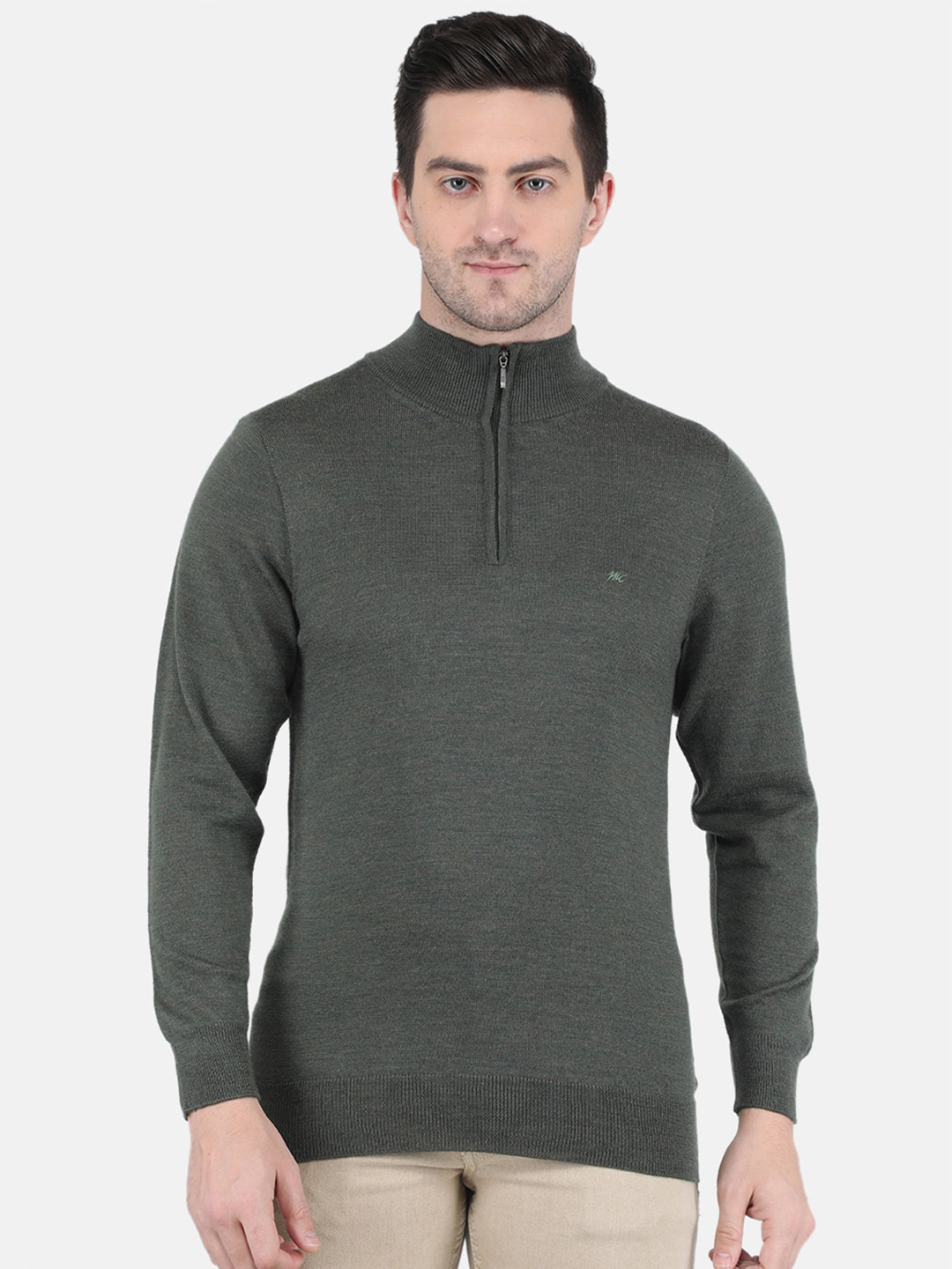 

Monte Carlo Men Olive Green Wool Pullover