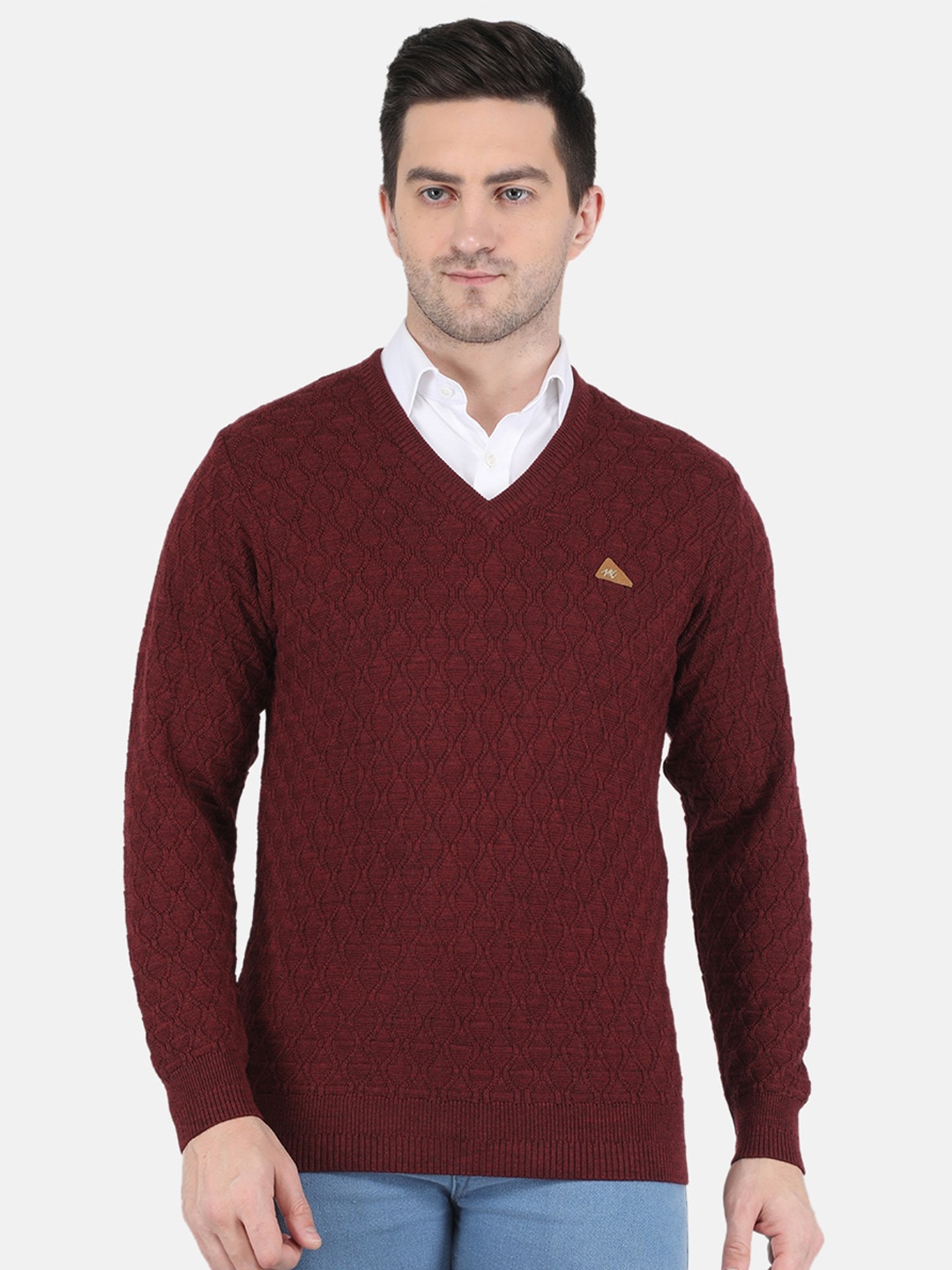 

Monte Carlo Men Purple Cable Knit Wool Pullover