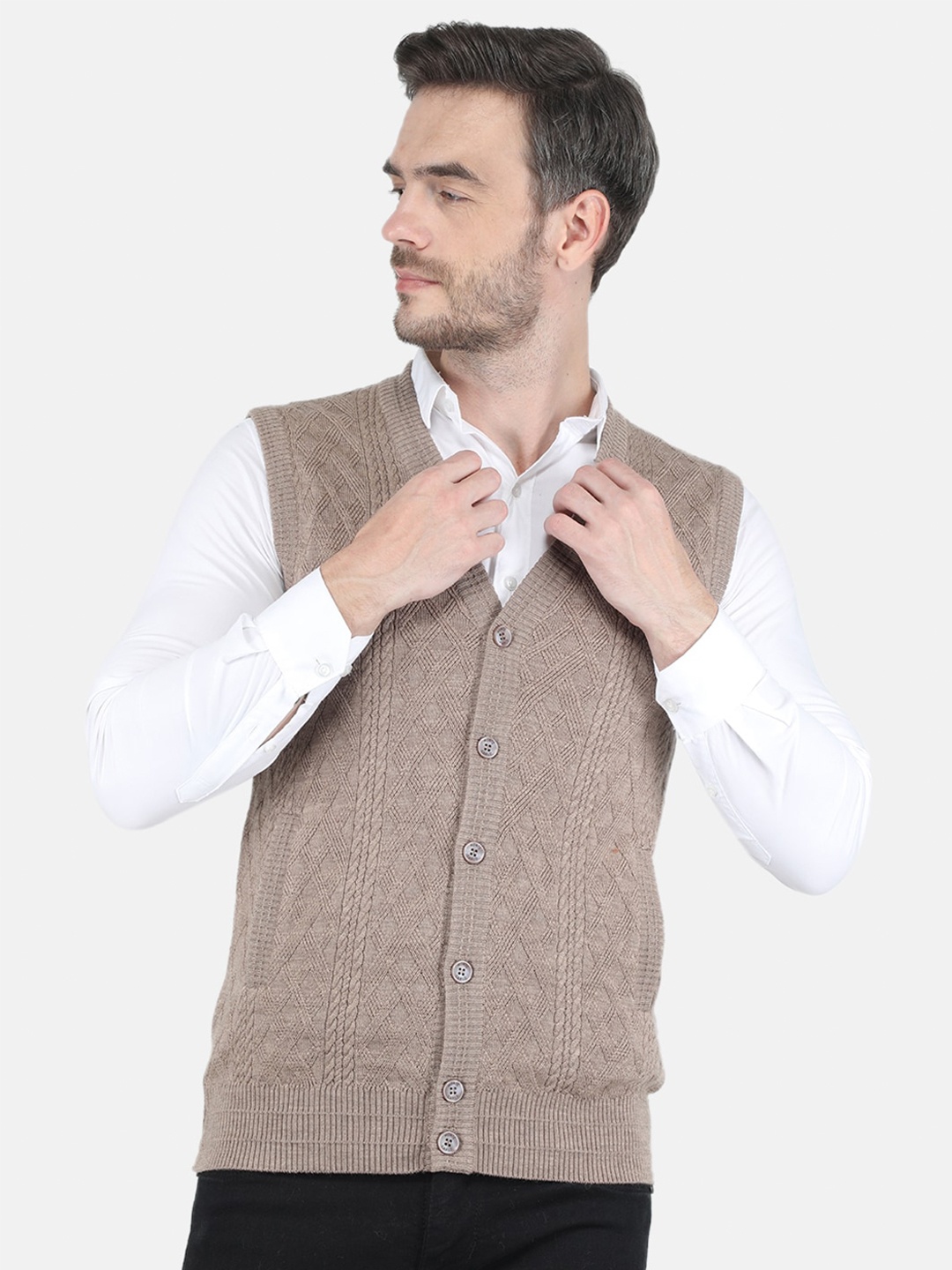 

Monte Carlo Men Beige Cable Knit Cotton Sweater Vest