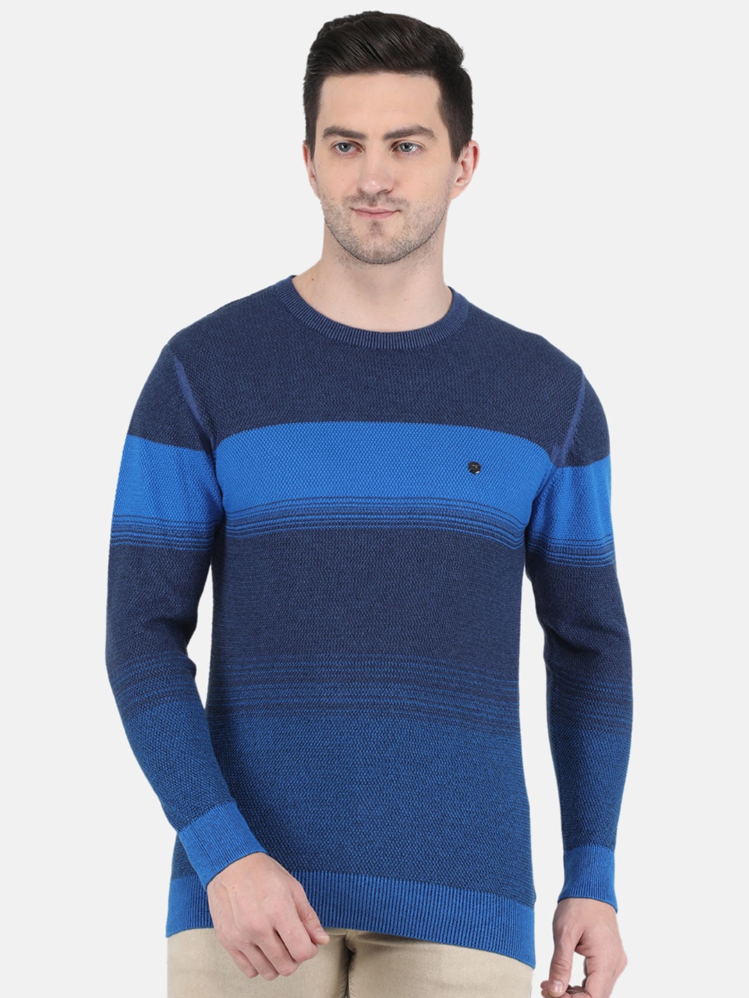 

Monte Carlo Men Blue Colourblocked Colourblocked Pullover