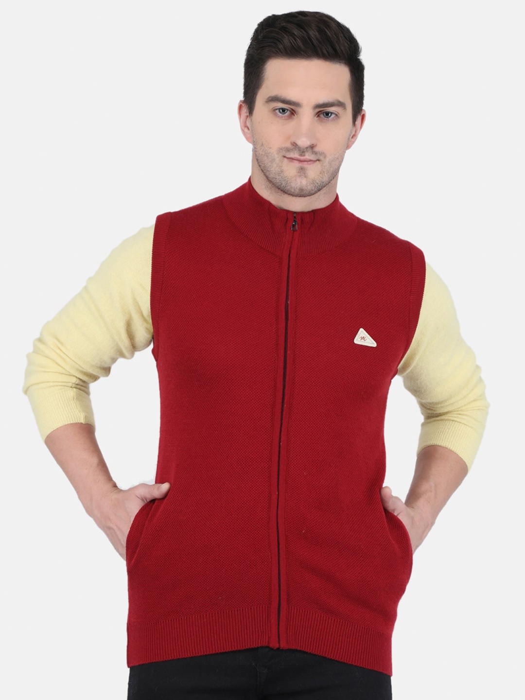 

Monte Carlo Men Maroon Solid Wool Cardigan