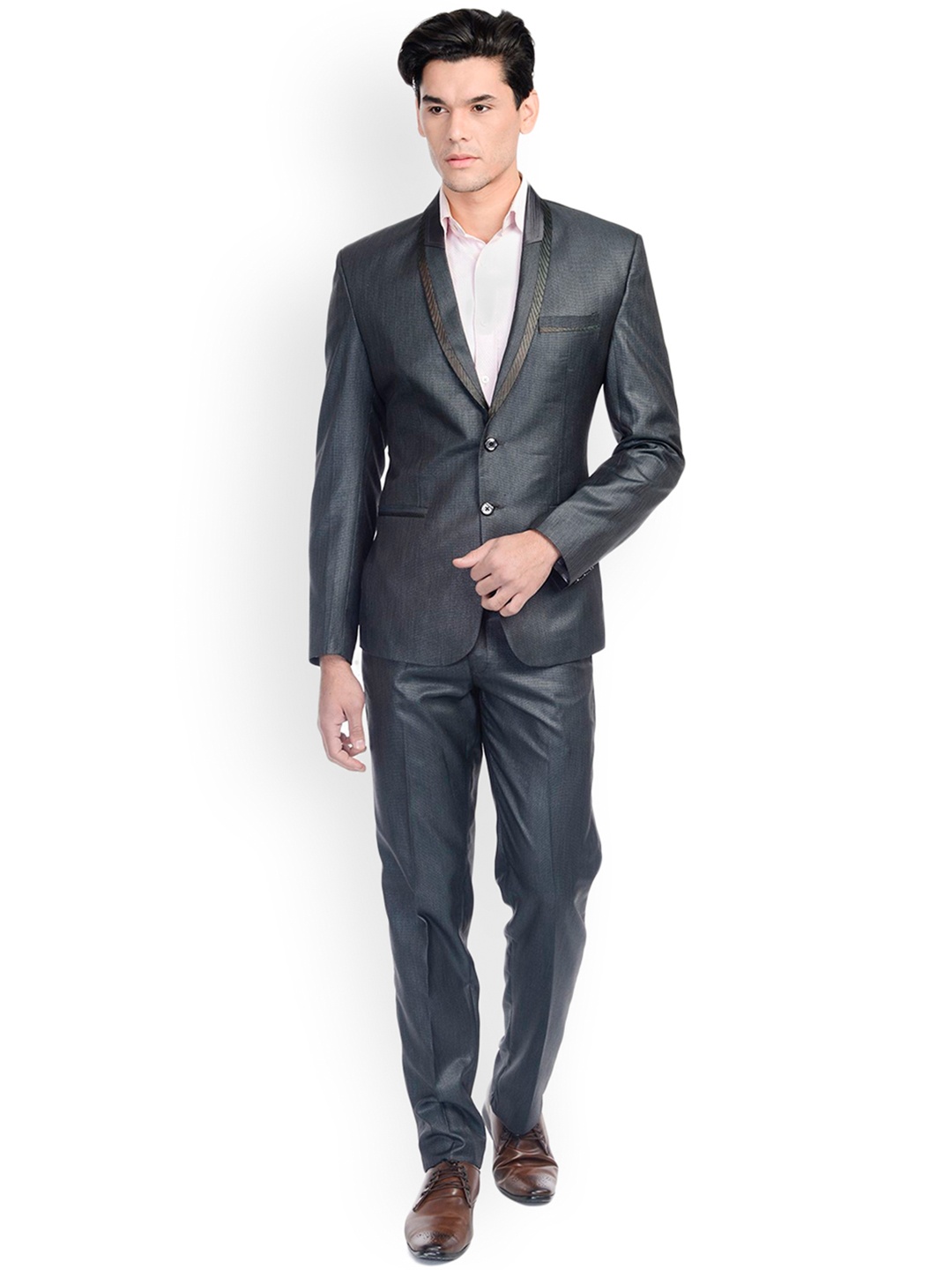 

Wintage Men Navy Blue Single-Breasted Slim Fit Party Suit