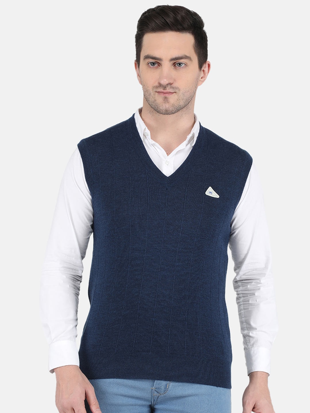 

Monte Carlo Men Blue Wool Sweater Vest
