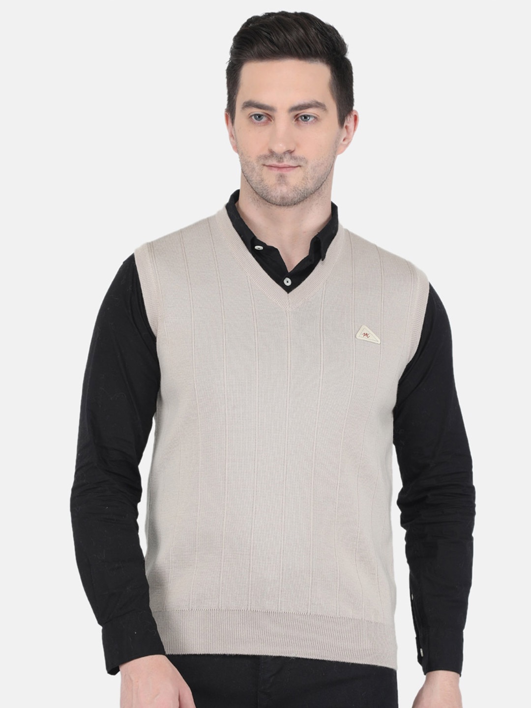 

Monte Carlo Men Beige Wool Striped Pullover