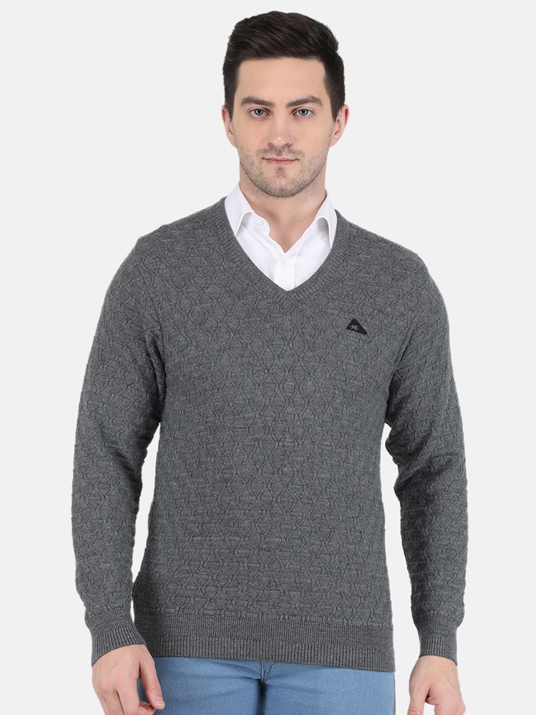 

Monte Carlo Men Grey Wool Cable Knit Pullover