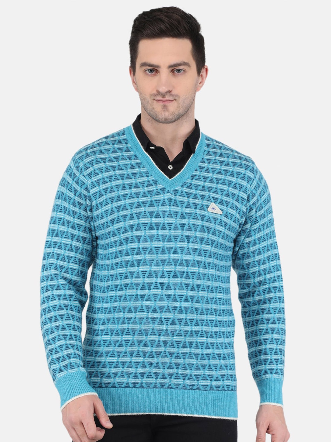 

Monte Carlo Men Blue Wool Printed Pullover