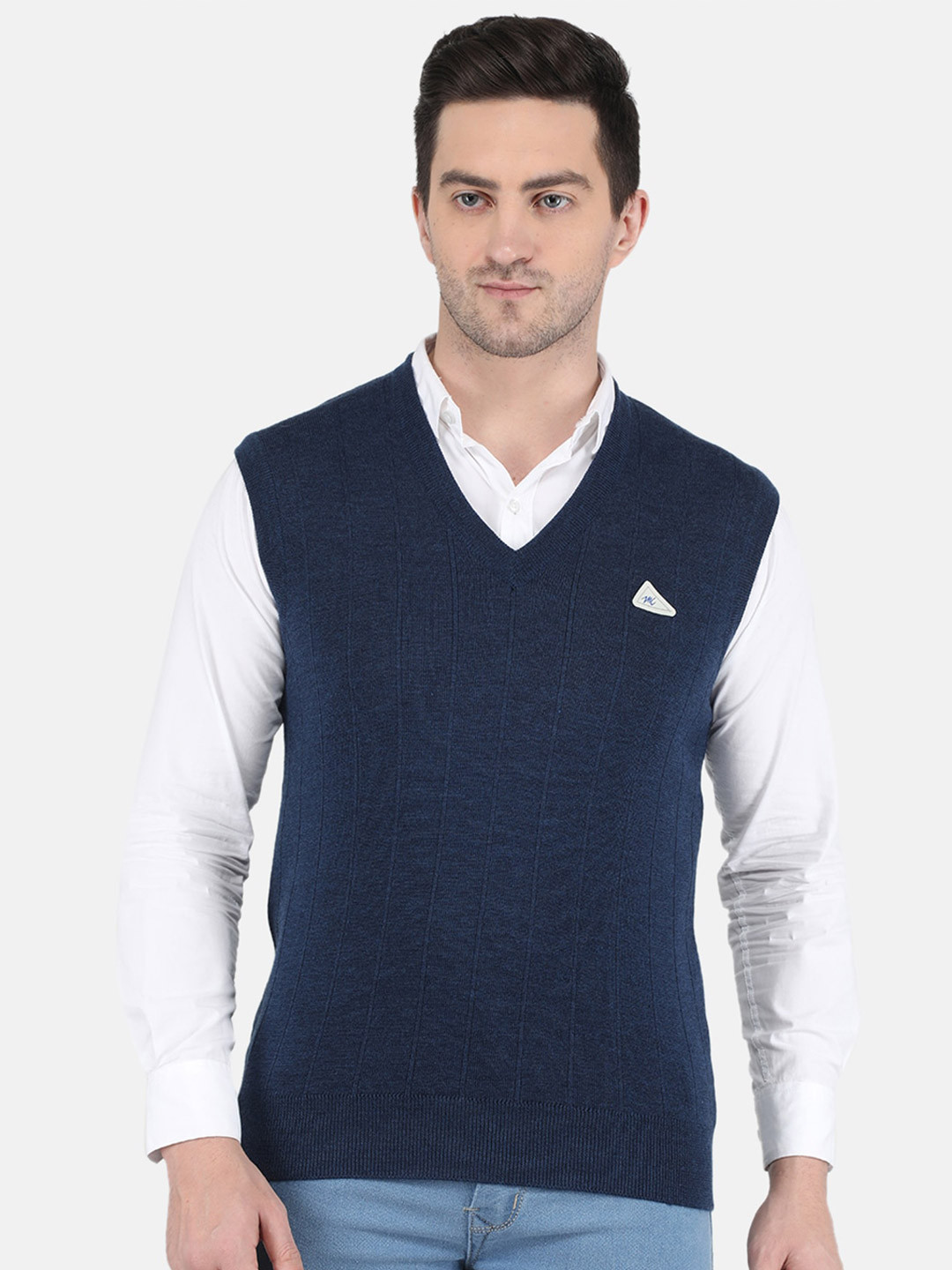 

Monte Carlo Men Blue Wool Sweater Vest