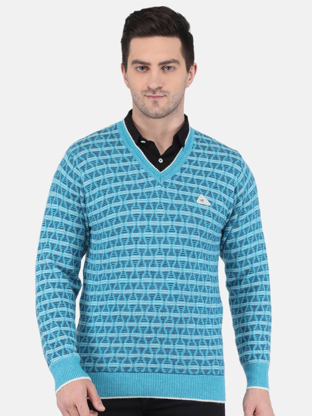 

Monte Carlo Men Blue Wool Printed Pullover