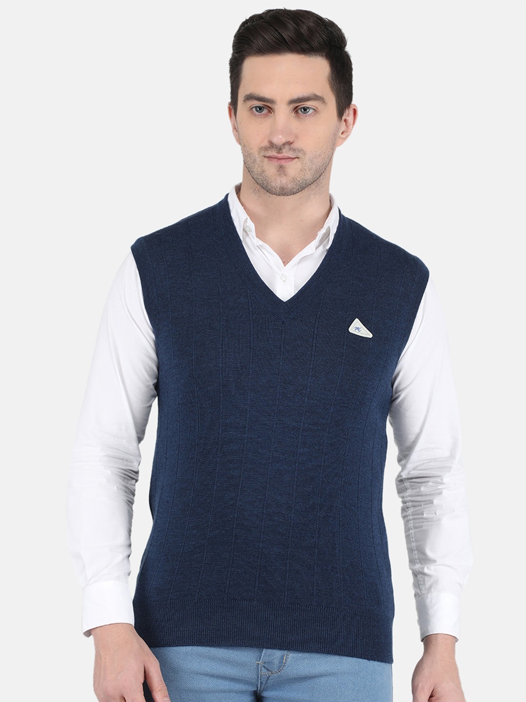 

Monte Carlo Men Blue Striped Sweater Vest