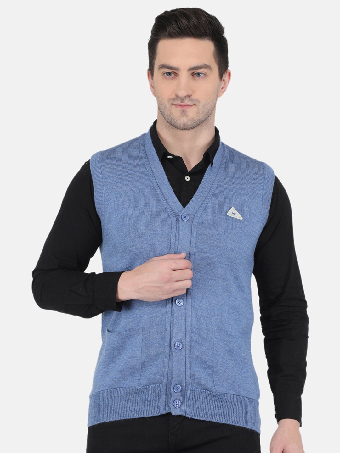 

Monte Carlo Men Blue Cardigan with Ribbed Detail