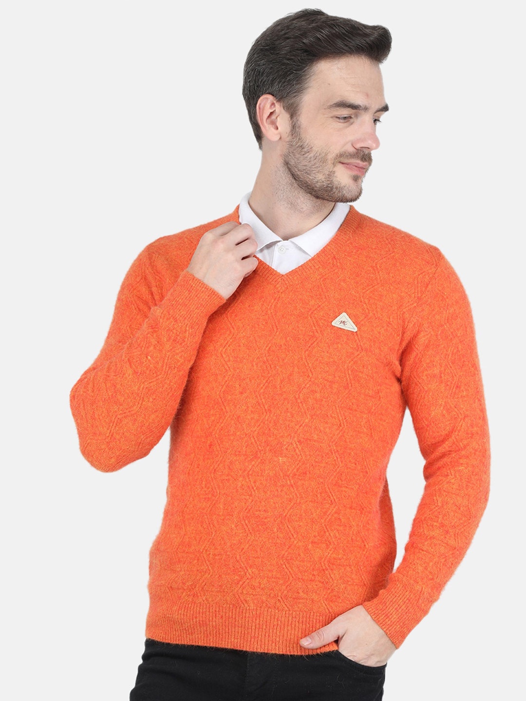 

Monte Carlo Men Orange Striped Pullover