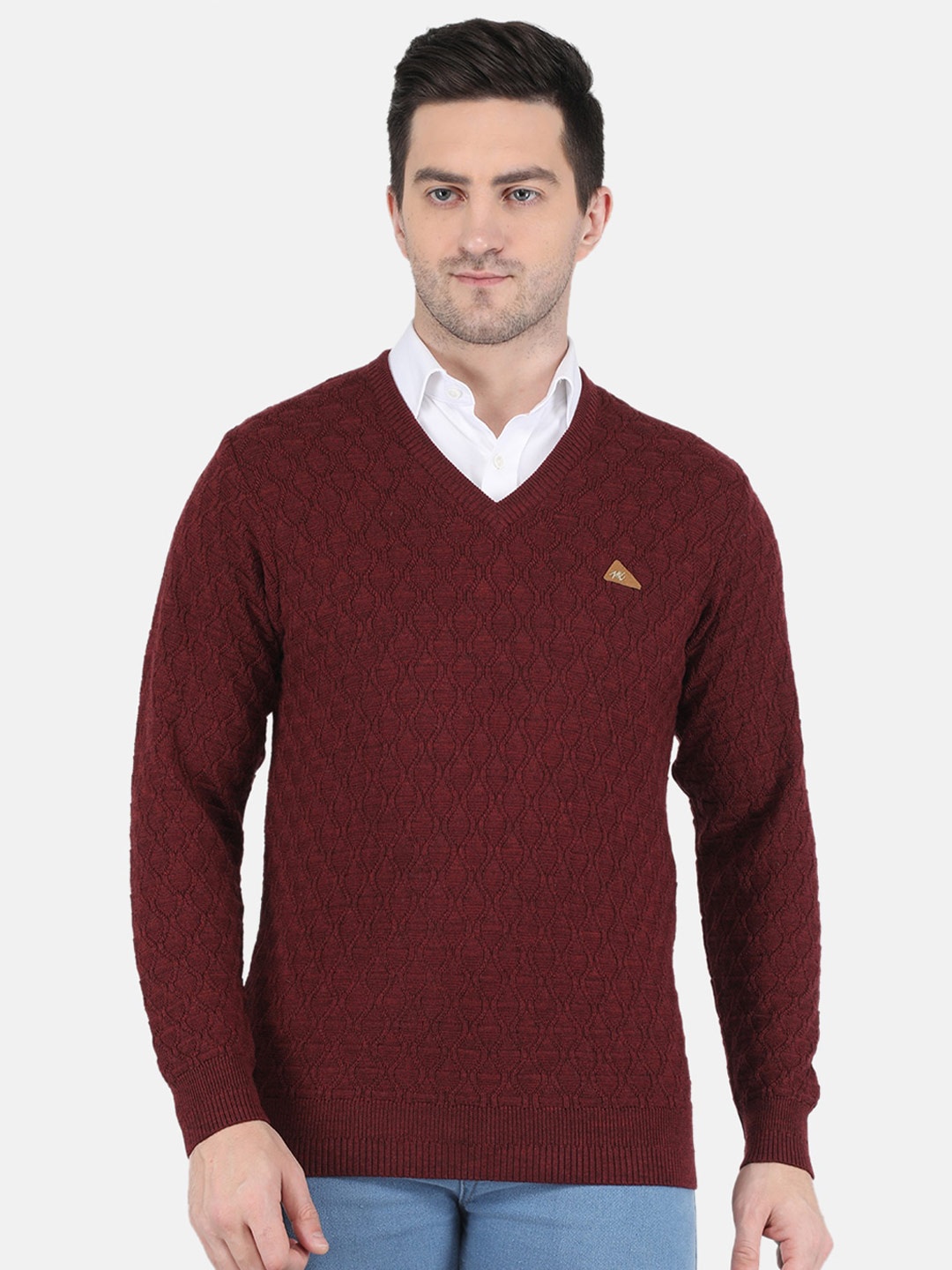 

Monte Carlo Men Maroon Cable Knit Pullover