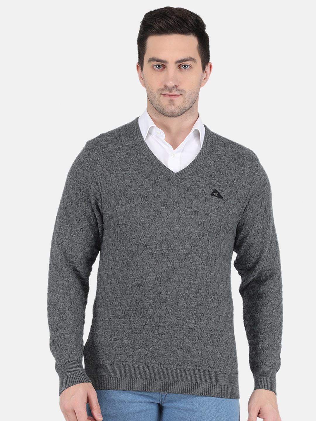 

Monte Carlo Men Grey Cable Knit Pullover