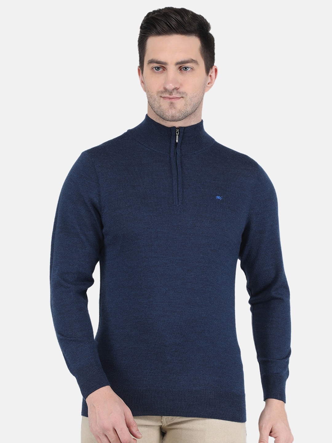 

Monte Carlo Men Blue Pure Wool Pullover Sweater