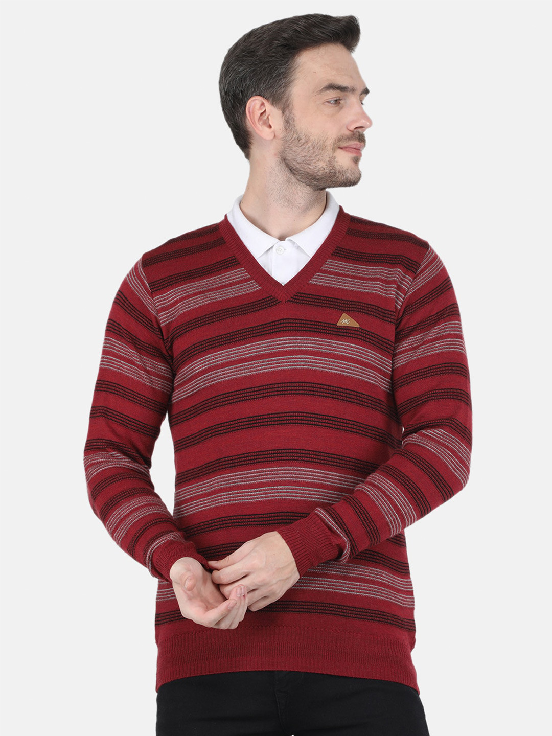 

Monte Carlo Men Red & White Striped Pullover