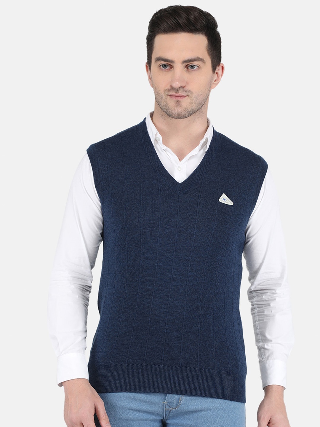 

Monte Carlo Men Blue Wool Sweater Vest