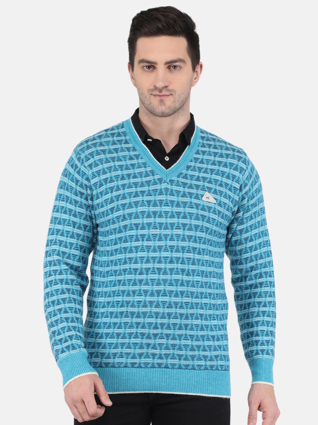 

Monte Carlo Men Blue & White Printed Pullover